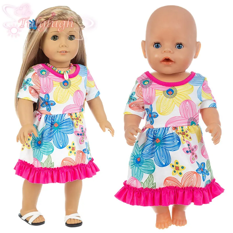 

Новое платье с цветами подходит для кукол-новорожденных 43 см, аксессуары для кукол американской девочки 18 дюймов