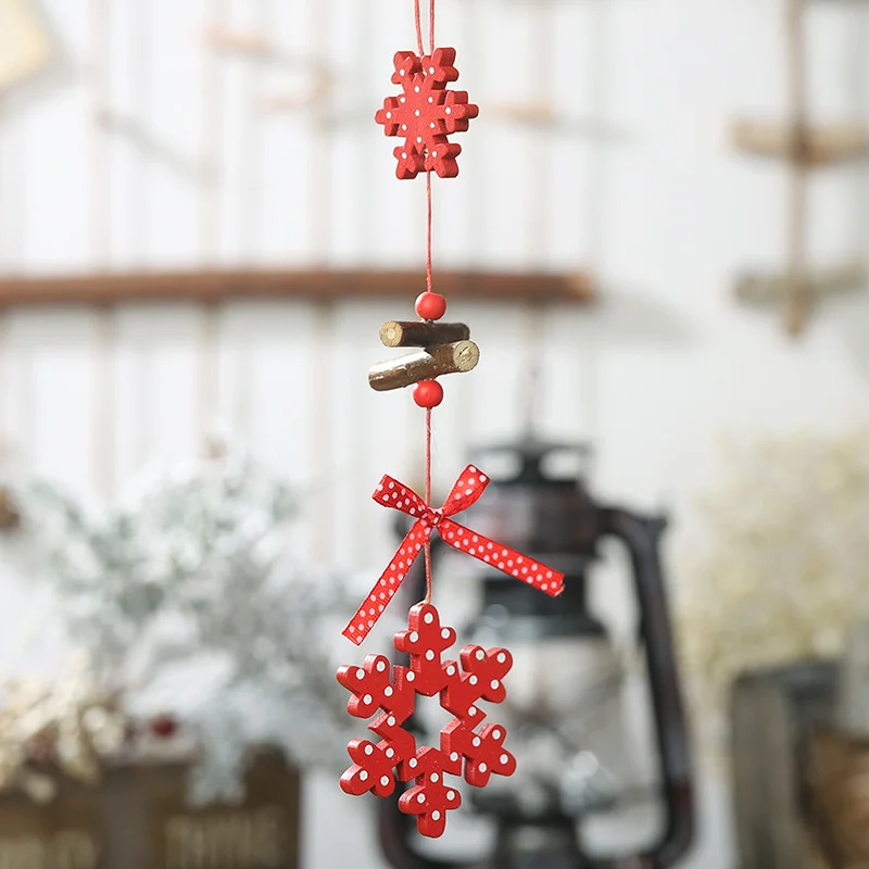 2pcs Christmas Star Snow Wooden Pendants Ornaments Xmas Tree Ornament DIY Wood Crafts Kids Gift for Home Party Decor | Дом и сад