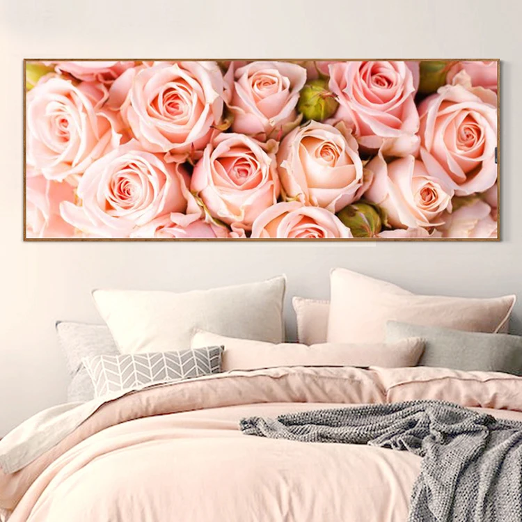 

Full Diamond Painting Pink Rose Pattern Decorative Rhinestone Handmade Mosaic,Flowers, Diy Embroidery