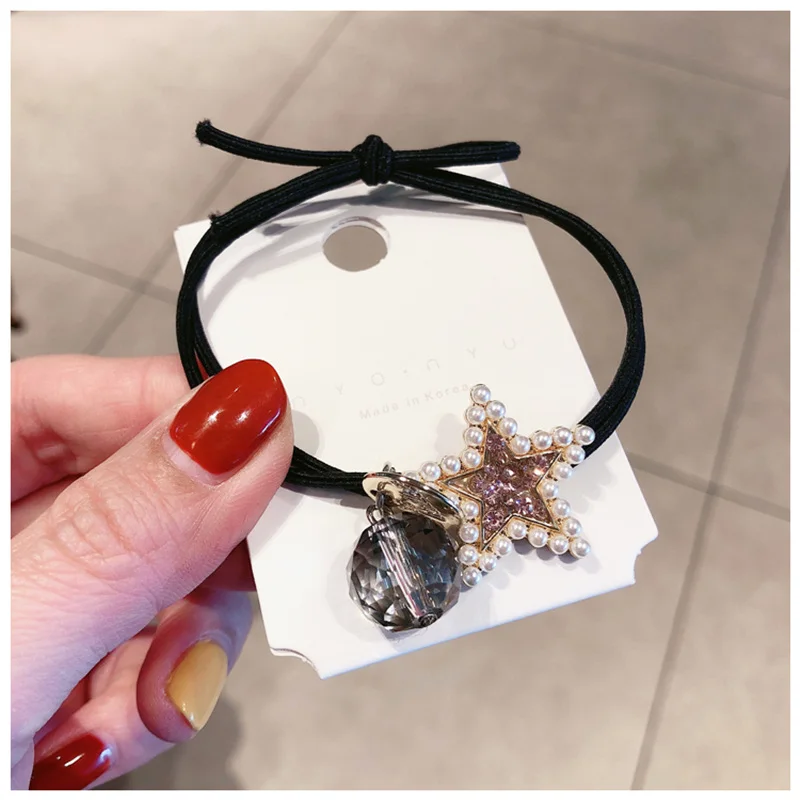 M MISM звезда кристаллический шар конский хвост держатель жемчужная резинка для