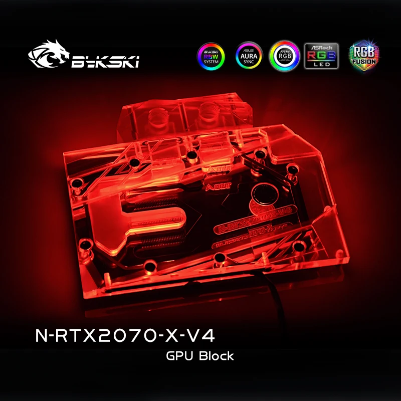 Bykski полный охват RGB / A-RGB GPU блок водяного охлаждения для NVIDIA RTX2070 основатель