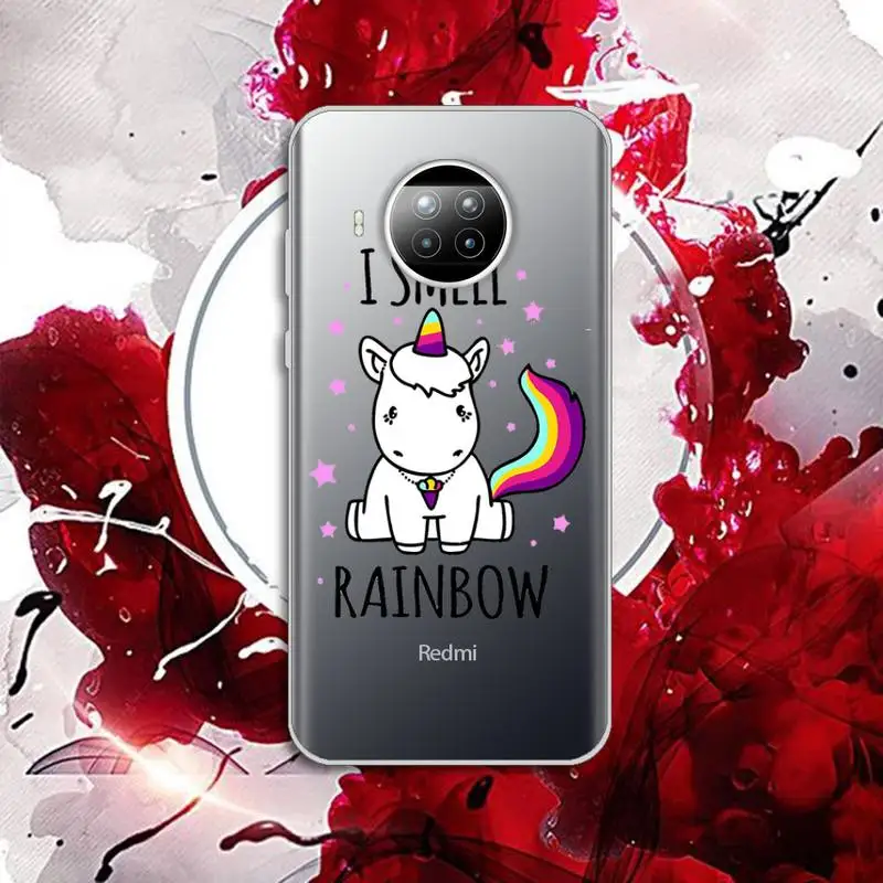 

Cartoon rainbow unicorn animal Phone Case Transparent for Xiaomi Redmi note 10 t 8 9 pro lite 11