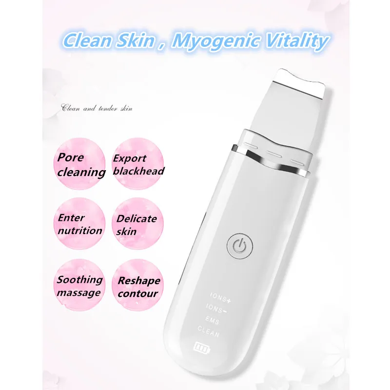 Ультразвуковая ионная Глубокая очистка кожи лопата для пилинга очищение пор