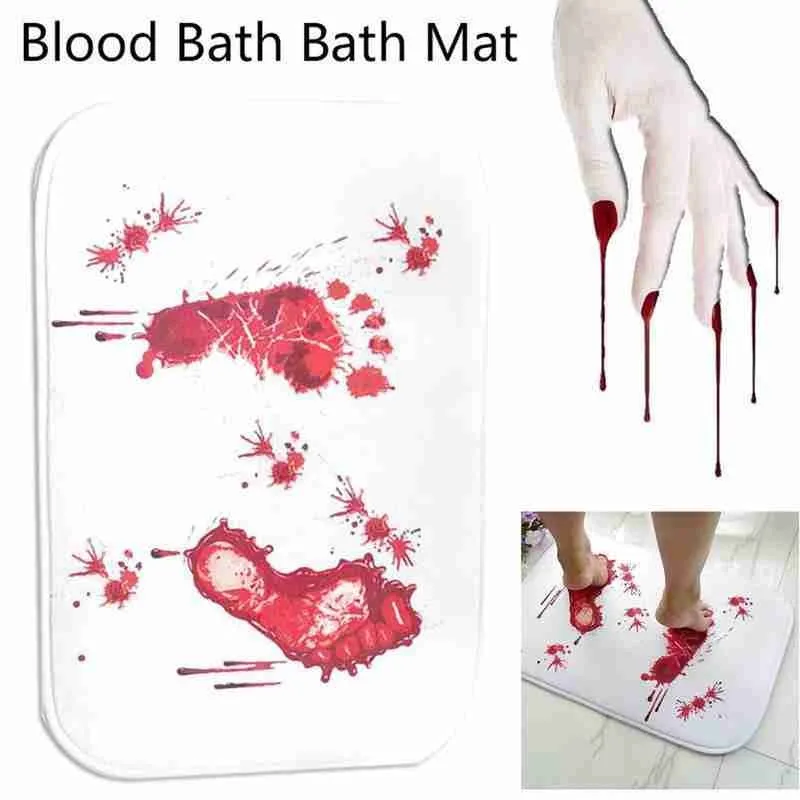 Halloween Blood Footprints Bath Mat Horror Rug Toilet Carpet Non Slip Absorbent Shower Bathroom Rugs Floor Kitchen | Дом и сад