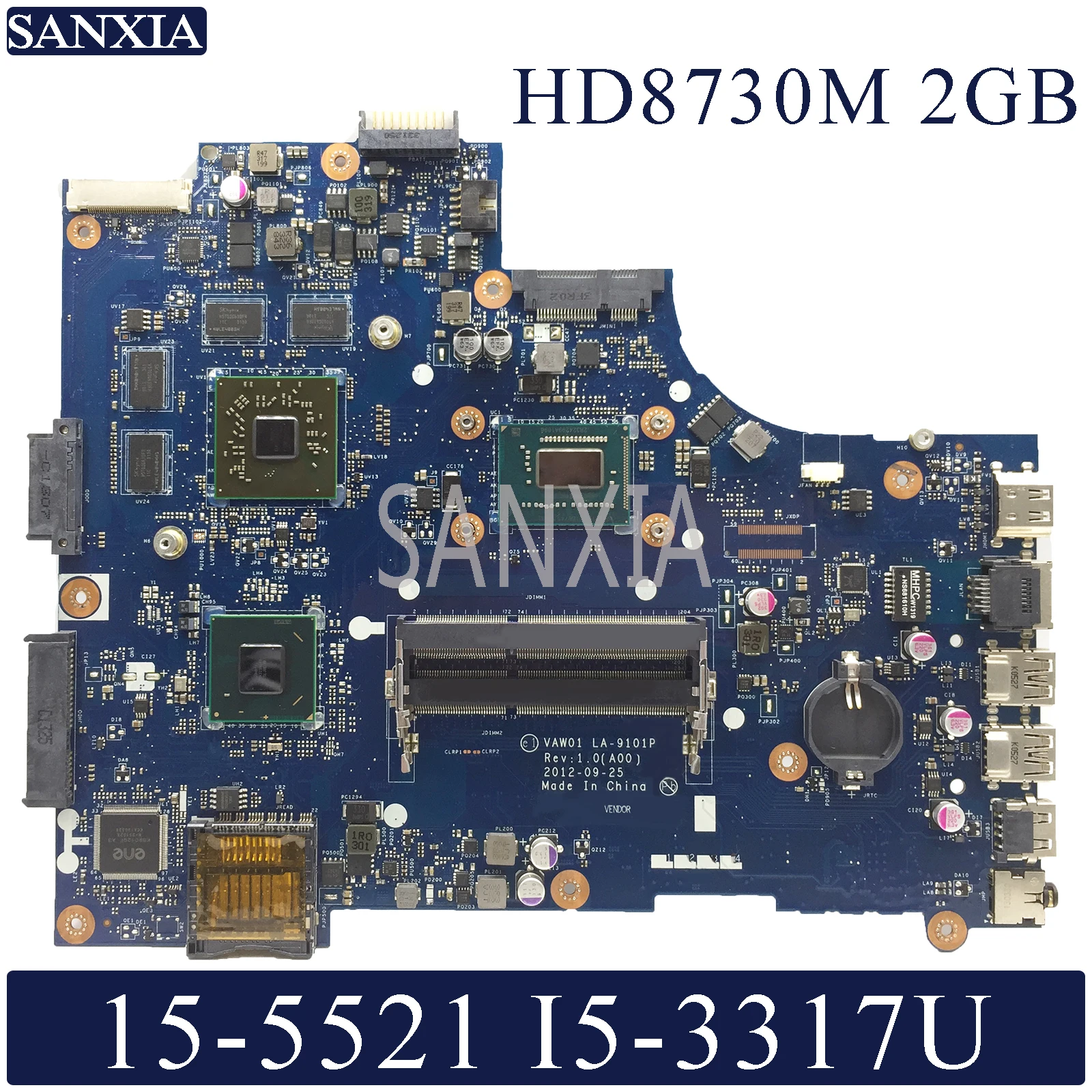 Online KEFU LA-9101P Laptop Motherboard Für Dell Inspiron 15-3521 5521 Original Mainboard I5-3317U HD8730M-2GB