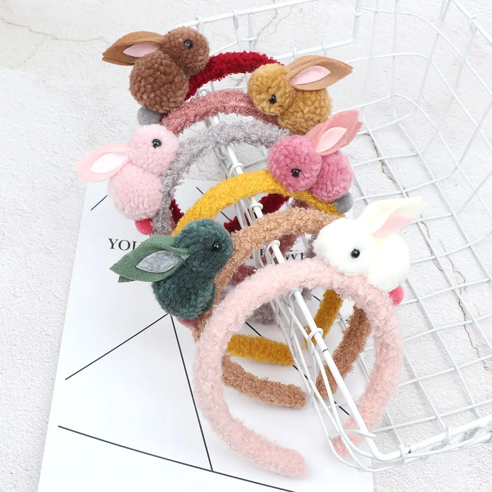 Милый 3D плюшевый кролик мультфильм повязка для волос маленьких девочек Kwaii