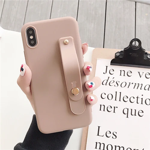 Brown Наручный ремешок Браслет на руку силиконовый чехол для Samsung Galaxy S6 S7 край S8 S9 плюс S10 Note 5, 8, 9, 10, A5 A6 A8 A7 A9 стенд - Цвет: Brown
