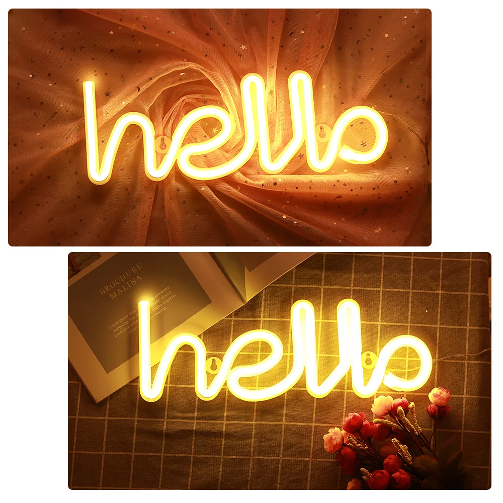 

LED Neon Light Neon Sign Light Cute Fashion Hello Battery Alphabet Birhthday Gifts Photography Neon Light Kids Toys USB