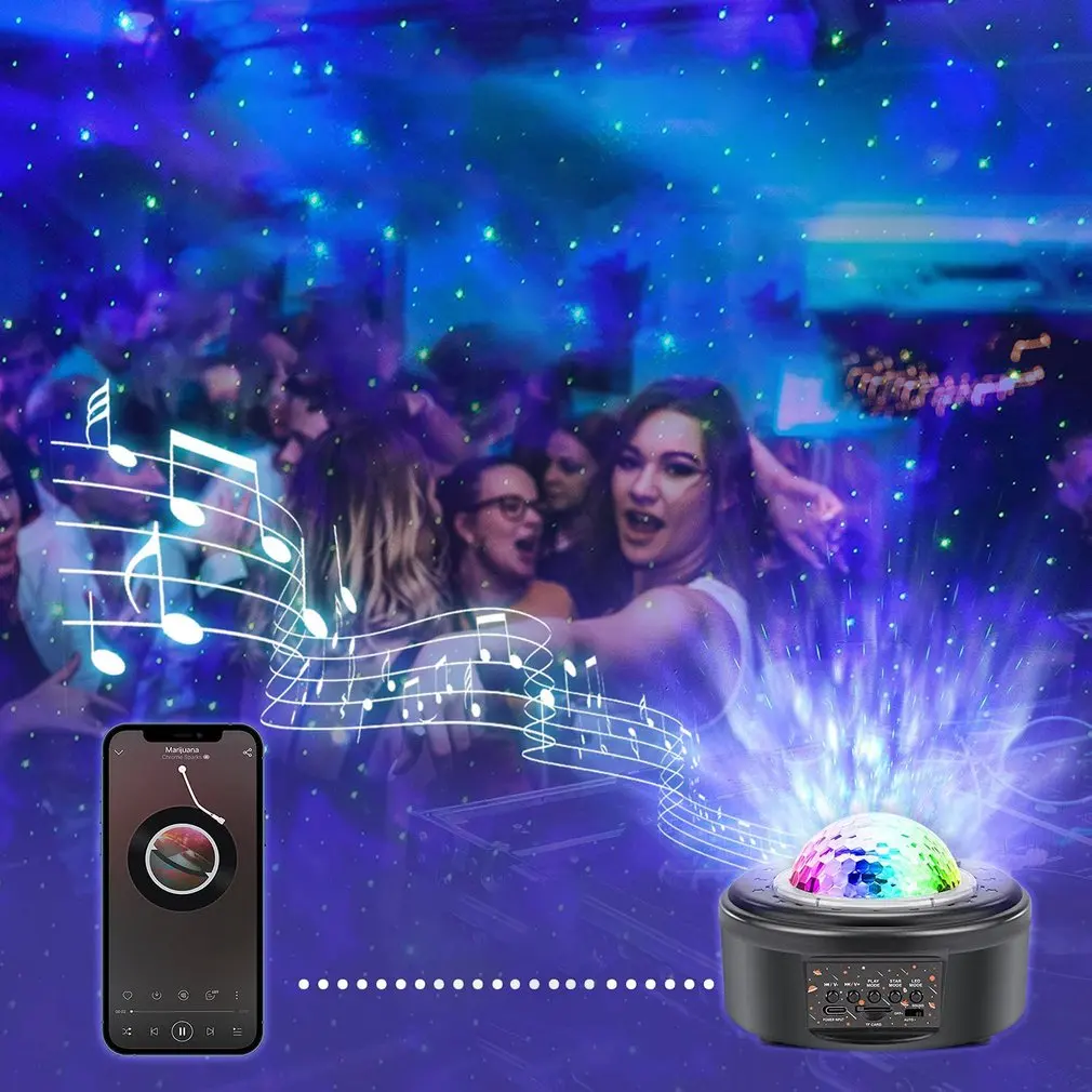 

USB Colorful LED Star Light Projector Rotating Ocean Wave Night Lights Bluetooth Music Nebula Lamp Starry Sky Galaxy Light Decor
