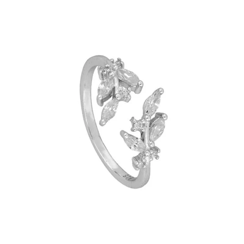 

925 Sterling Silver Exquisite Leaf Shape Rings For Women Korean Version Simple Rings Couple Anniversary Jewelry Gift