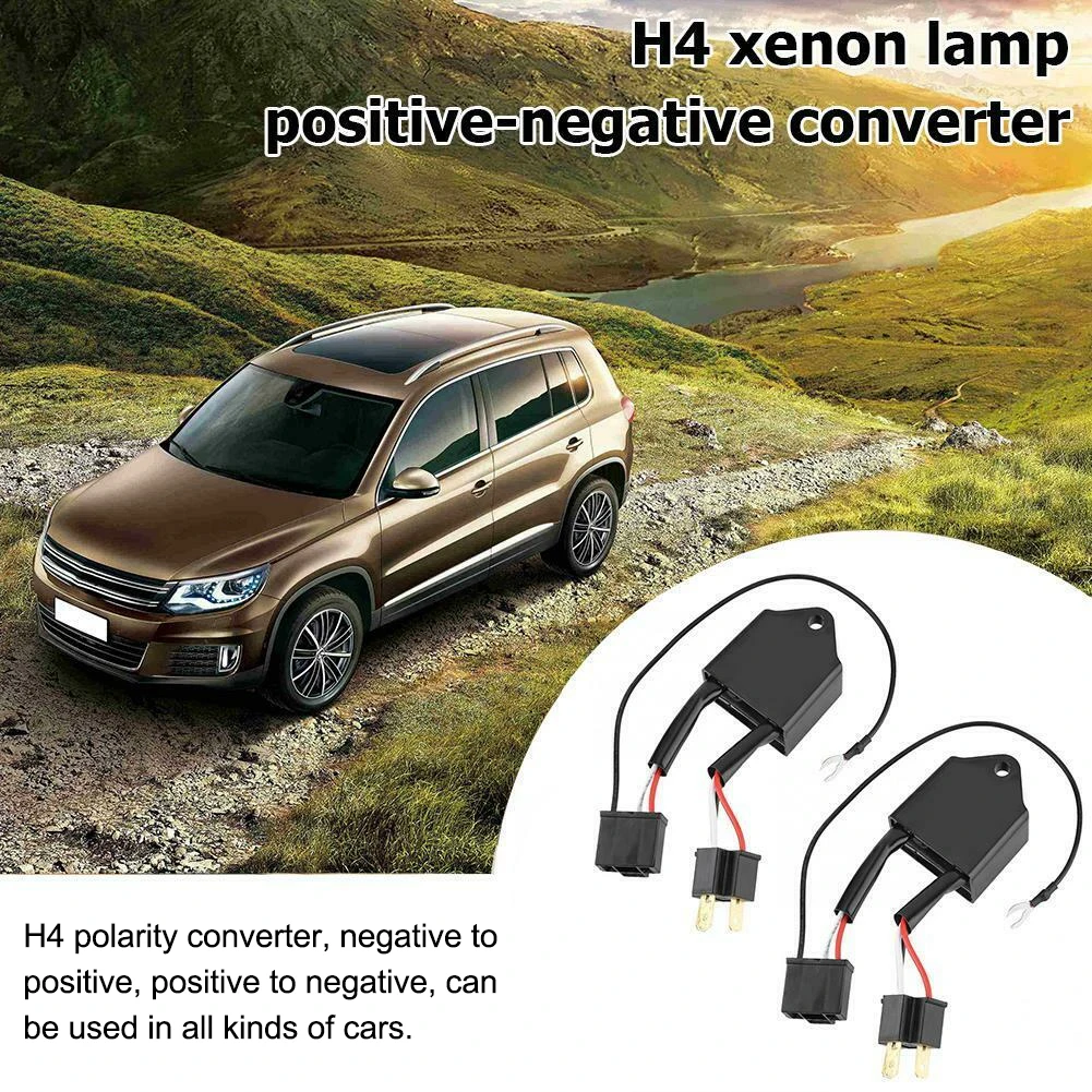 

2pcs Reverse Polarity Converter LED Polarity Converter Negative Switch Harness Adapter for H4 Xenon Lamp