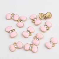 zinc alloy enamel charms mini pink bow tie charms pendant 1015mm 10pcs lot for diy jewelry making accessories