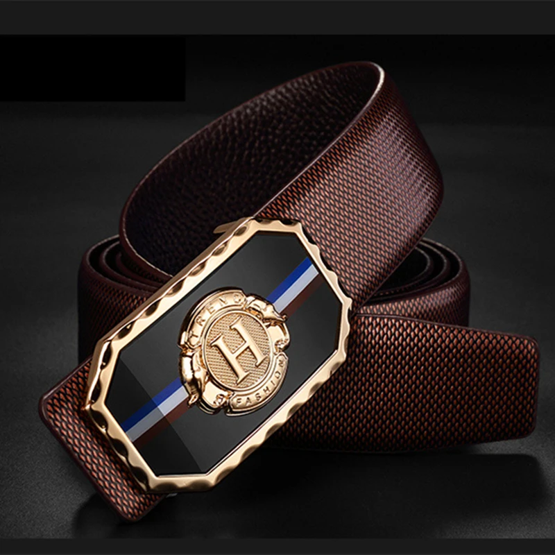 Men's Luxury Brand Cowhide Genune Leather Belt Designer Brand Wedding Men's Belts Man Fashion High Quality Buckle Belt For Men