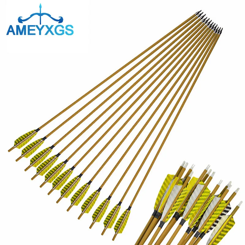 

6/12Pcs 30inch Archery Mixed Carbon Arrows Spine450 with 4" Feather Replaceable Broadhead for Bow Hunting Shooting Accessories