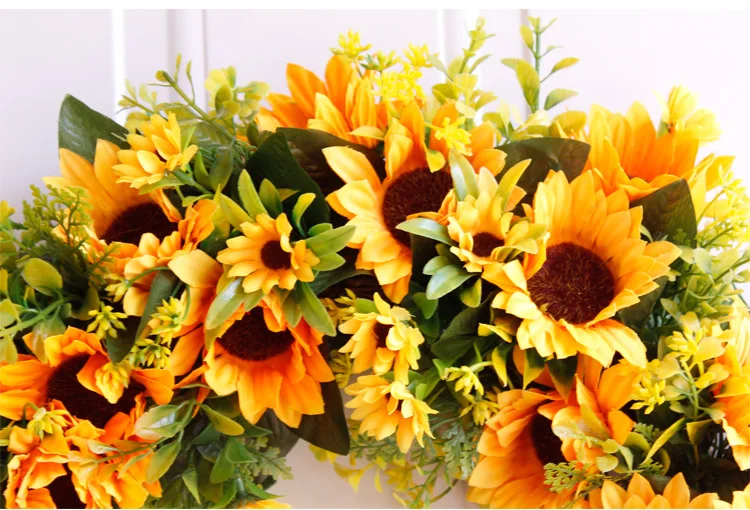 

50cm Sunflower Wreath, Door Decoration, Wall Decoration, Ornaments, European Style Artificial Flowers Welcome Wreath Ornaments