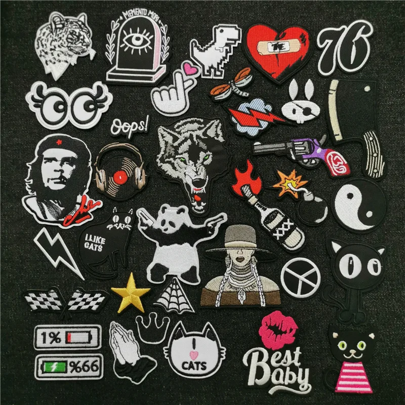 

Fashion Embroidery Patches for Clothes T-Shirt Appliques Stickers Clothing Badges Iron on Patch Cartoon stripes