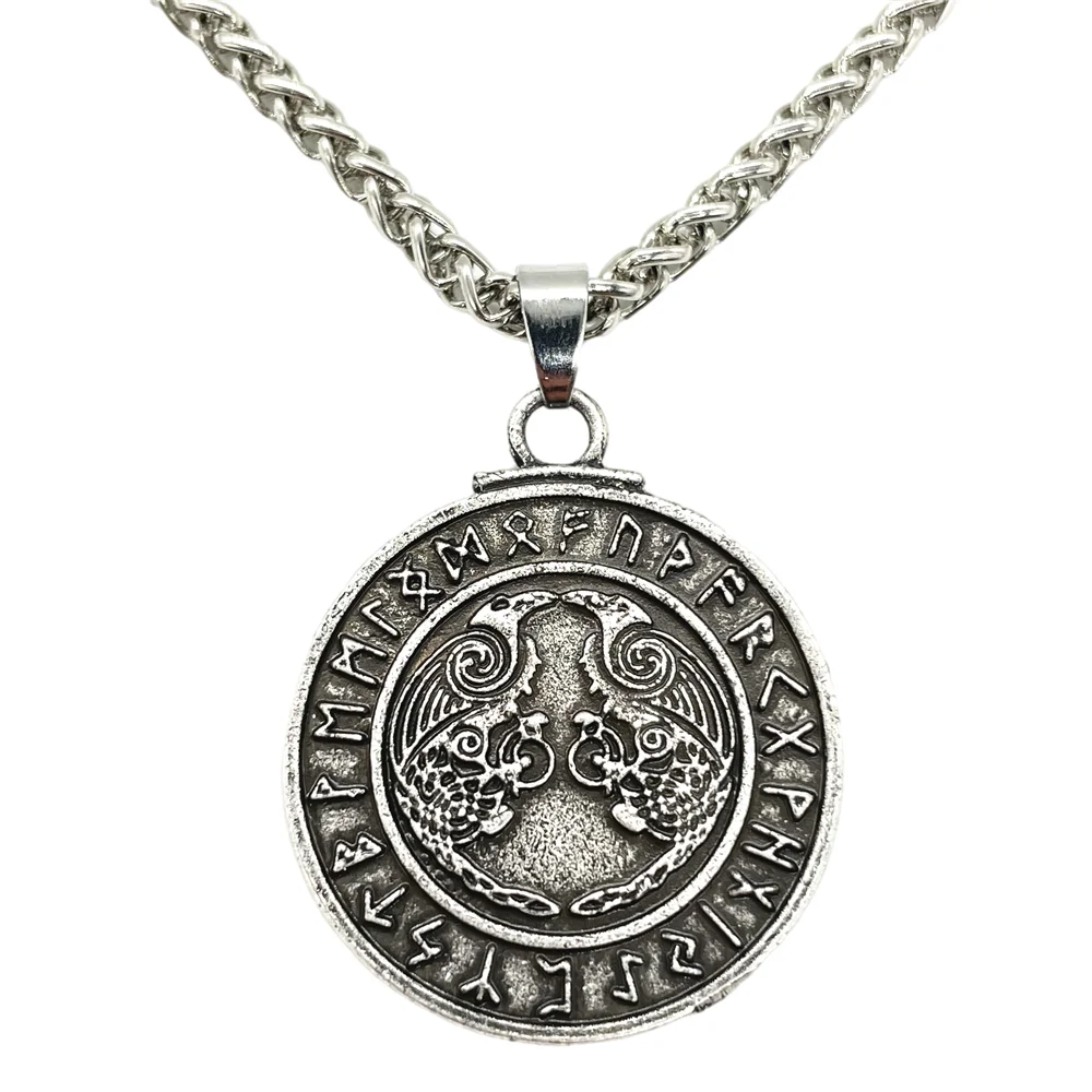 

Odin Raven Amulet Norse Runes Talisman Jewelry Viking Pendant Necklace