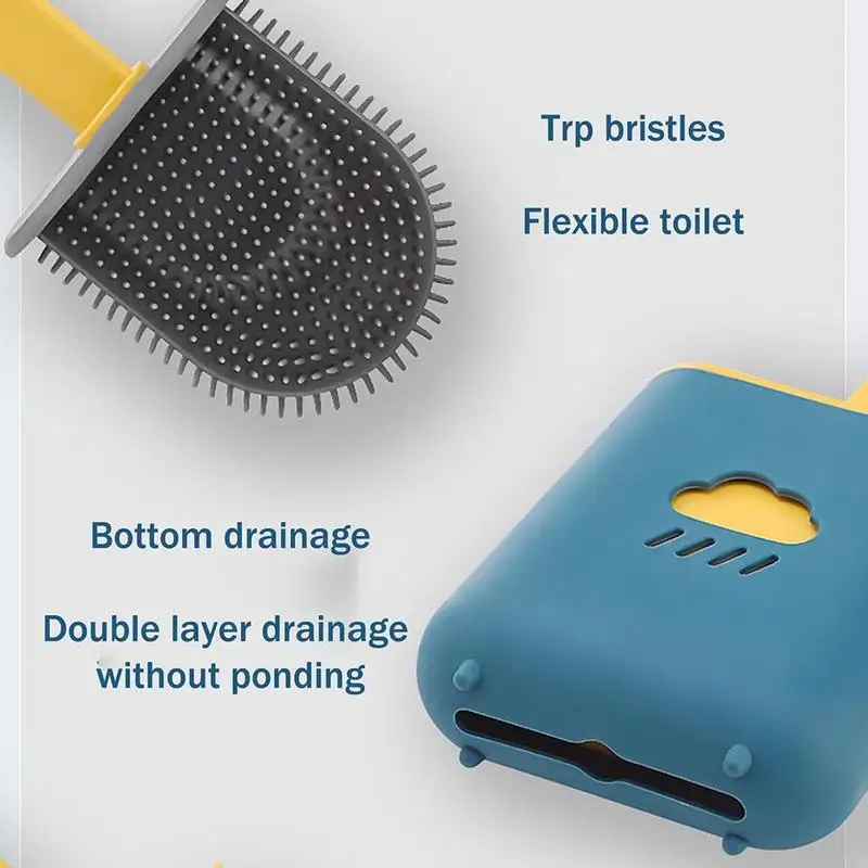 

Silicone Toilet Brush with Creative Cleaning Toilet Accessories Toilet Holder Bathroom Decoration Brush Set Household Clean Tool