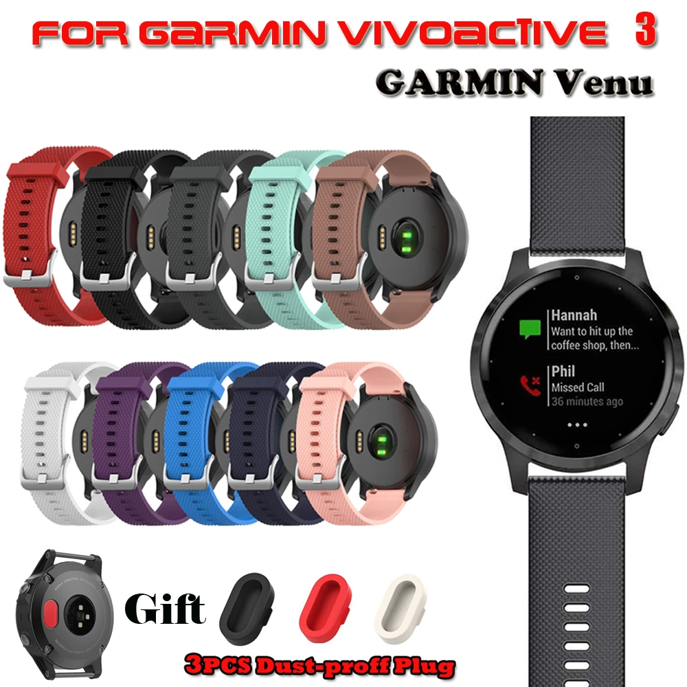 

Correa de silicona para reloj Garmin Venu/Vivoactive 3, repuesto de correa para reloj Garmin Vivoactive 3 con enchufe a prueba d