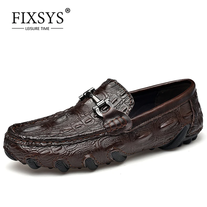 FIXSYS горячая распродажа лето мужская Пряжка Лоферы под крокодиловую кожу шаблон