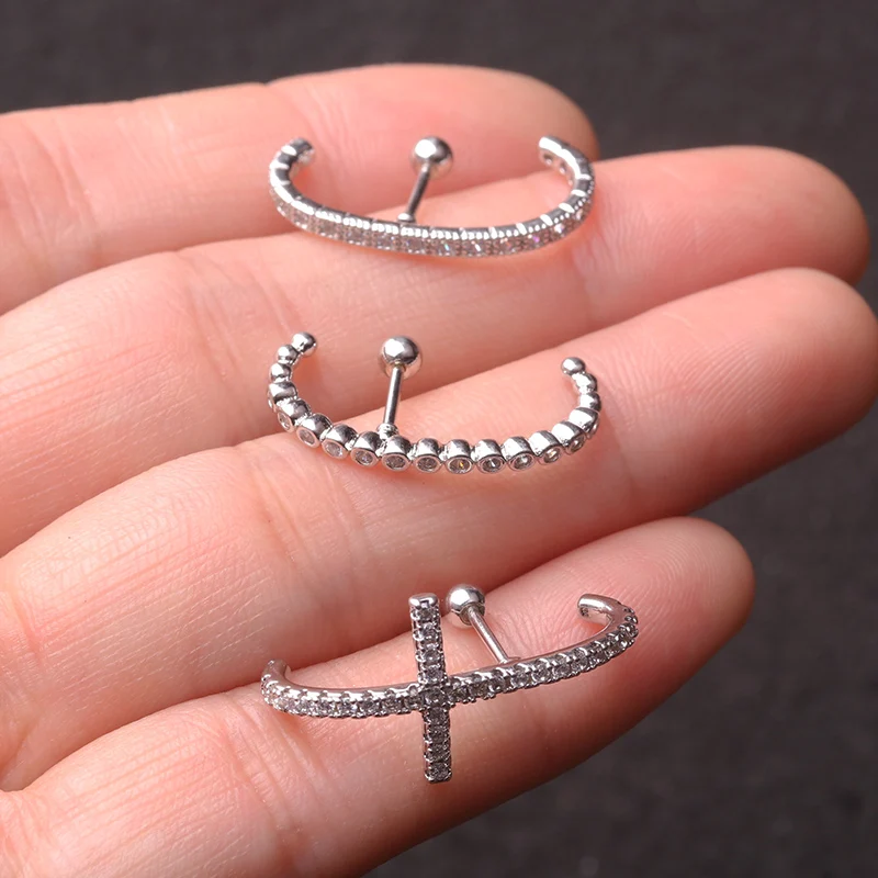 Sellsets, 1 шт., CZ, новинка, крест, ухо, манжета, шпилька, daith, tragus, rook, пирсинг, ювелирное изделие, длинный бар, зубец, установка, серьги, мочка для женщин
