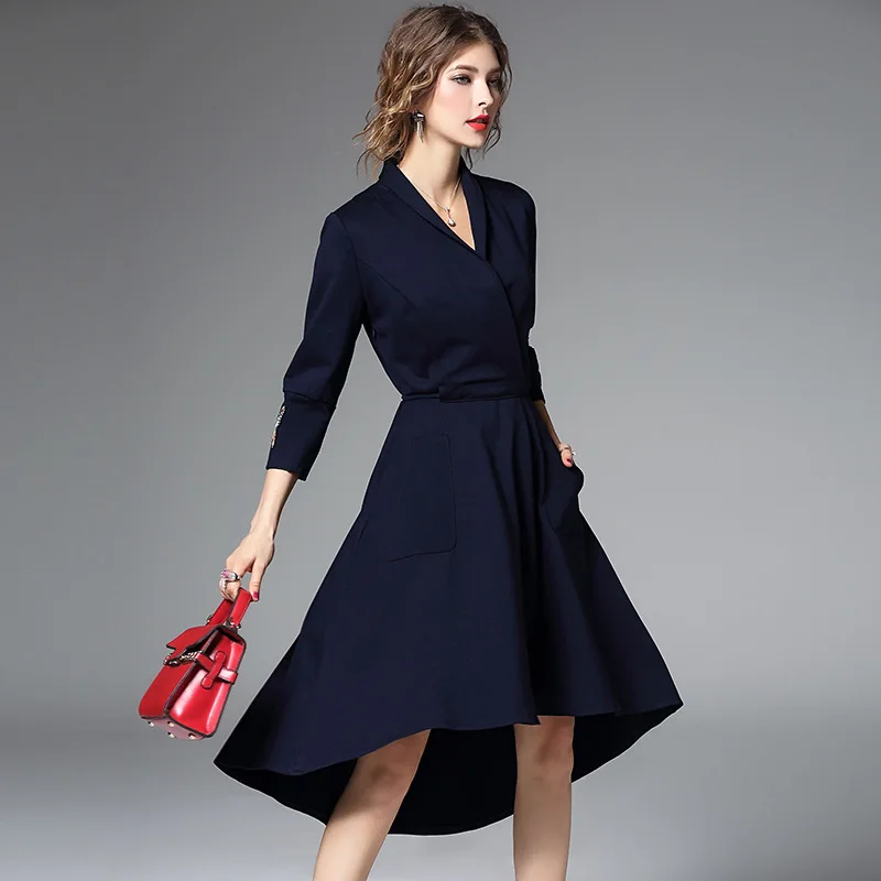 Женское платье 2020 элегантное вечернее с вышивкой офисное женские осенние миди