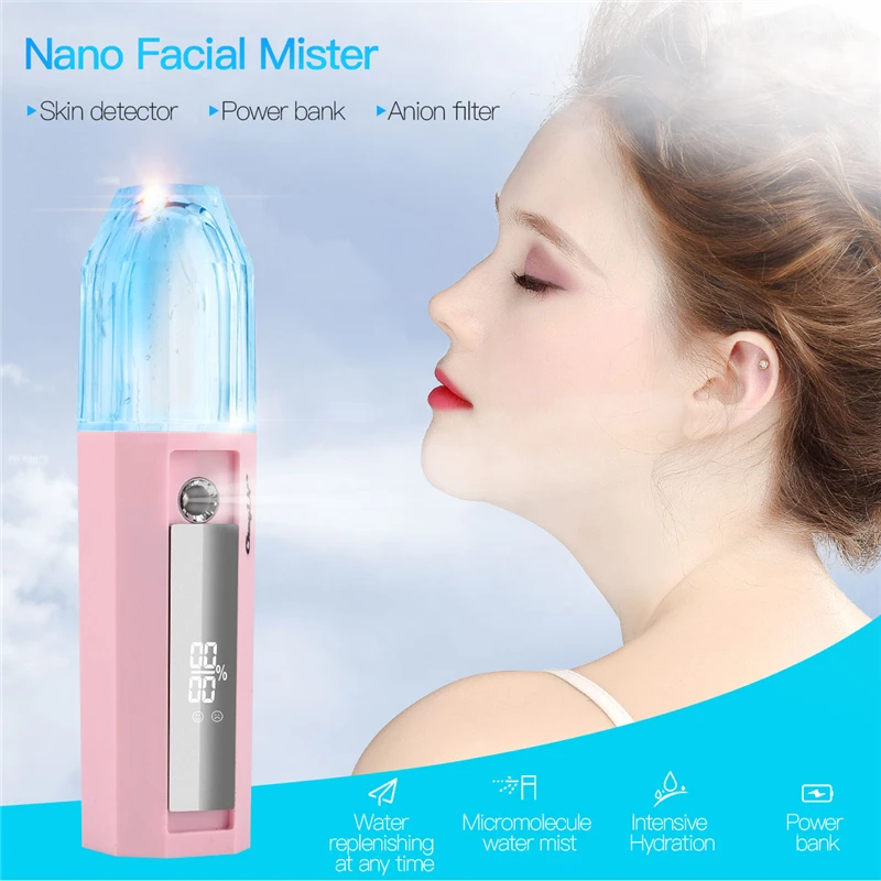

Nano Facial Steamer Spray Face Steamer LCD Display Moisture Tester Anion Filter Water Replenishing Moisturizing Beauty Machine