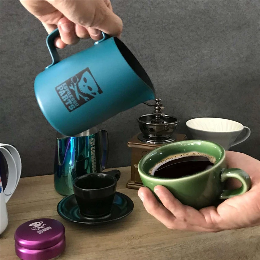 420/600 мл Тиффани зеленый кувшин для кофе молока Нержавеющая сталь вспенивания