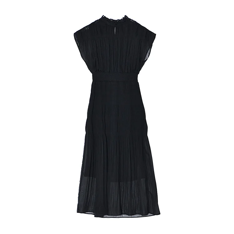 Весенне летнее Новое Стильное Плиссированное приталенное платье с воротником
