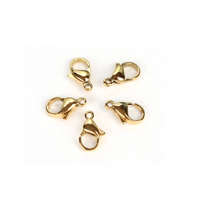

10pcs/lot 10/12mm Gold Plated Stainless Steel Lobster Clasps For Key Ring Necklace Chain Clasps Lobster Clasp Hook DIY jewelry