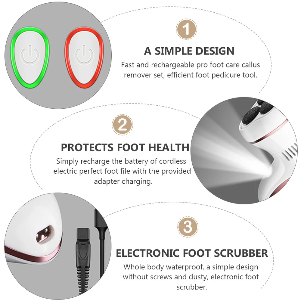 

Electric Foot File Rechargeable Pedicure Tools Professional Callous Remover Kit