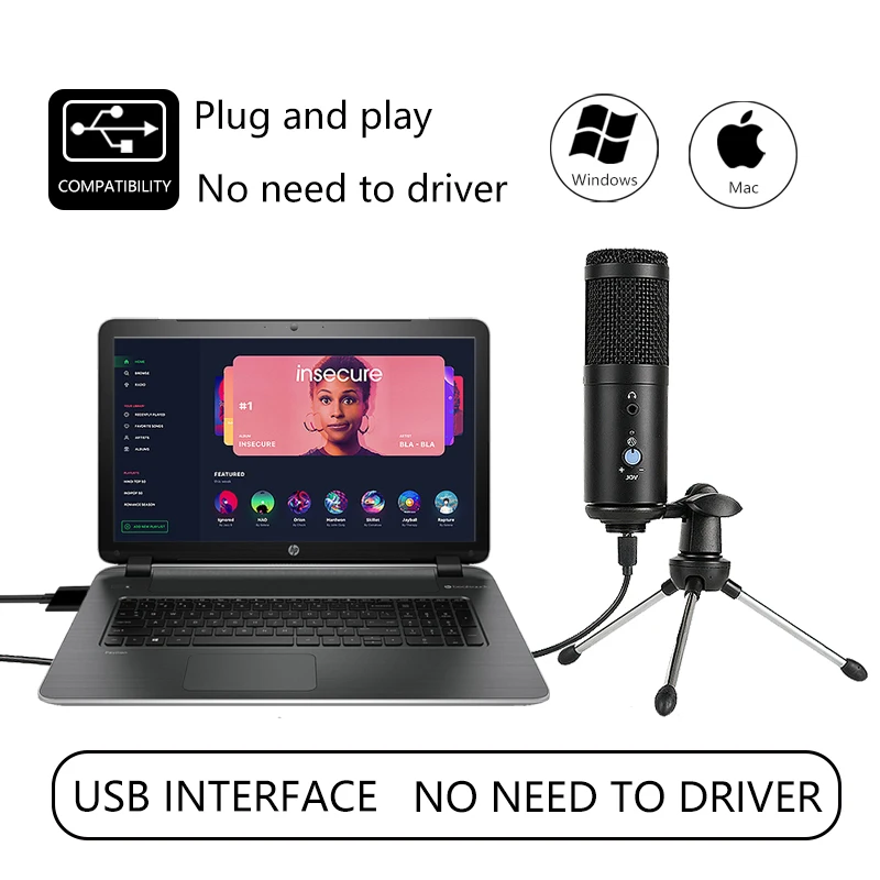 

USB Microphone Professional Micro Karaoke Studio Mic Condensor Podcast Computer Microphone With Tripod for Youtube Recording