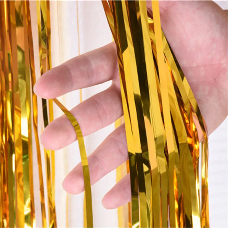 1 * 2м стикер из розового золота Фольга бахрома дождь занавески фон Сделай Сам