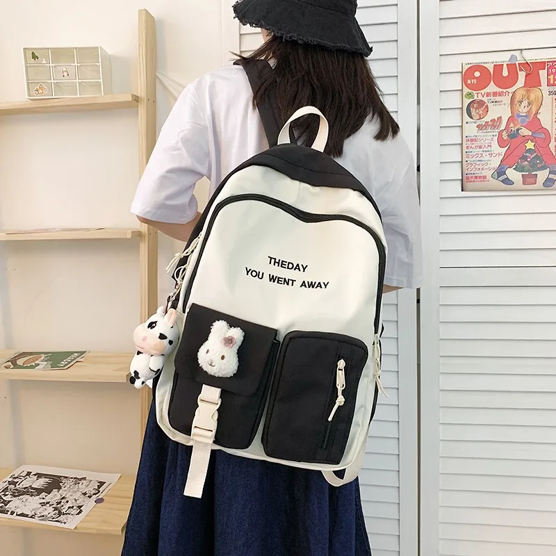 

Summer Fashion Backbags For Women Contrast Color Nylon School Bags For Girls Large-capacity Waterproof Travel Backpacks