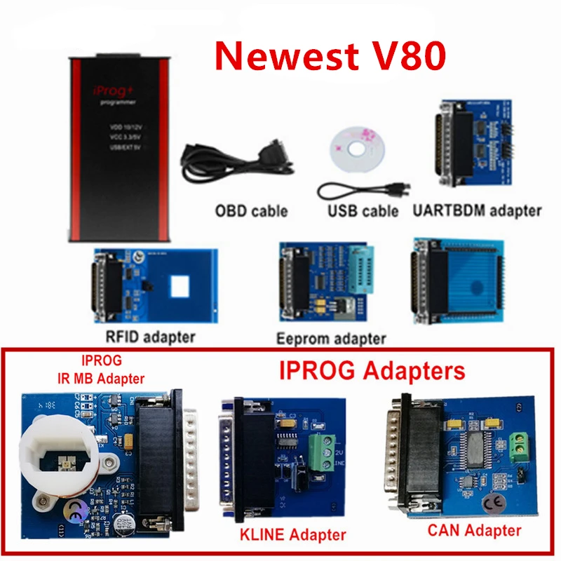 iprog 3adapter V80 Iprog Pro программист поддержка IMMO+ коррекция пробега сброс подушки безопасности до года Замена Carprog/Full/Digiprog - Цвет: iprog 3adapter