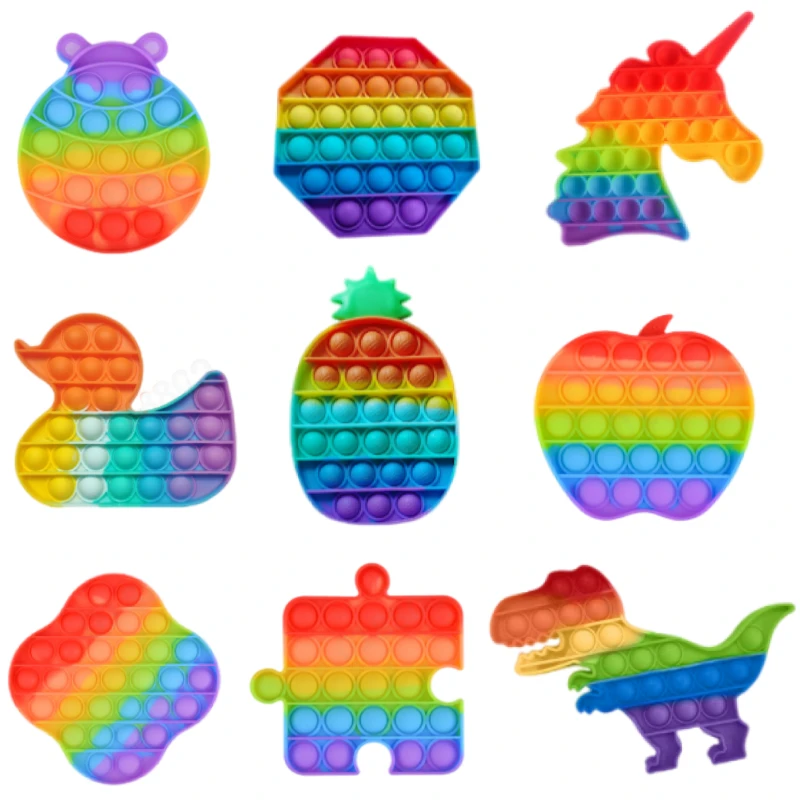 

Kawaii Fidget упаковка игрушек Its Square antiантистресс Новый пузырь Радуга Pop для рук Сжимаемый поп антистресс для взрослых