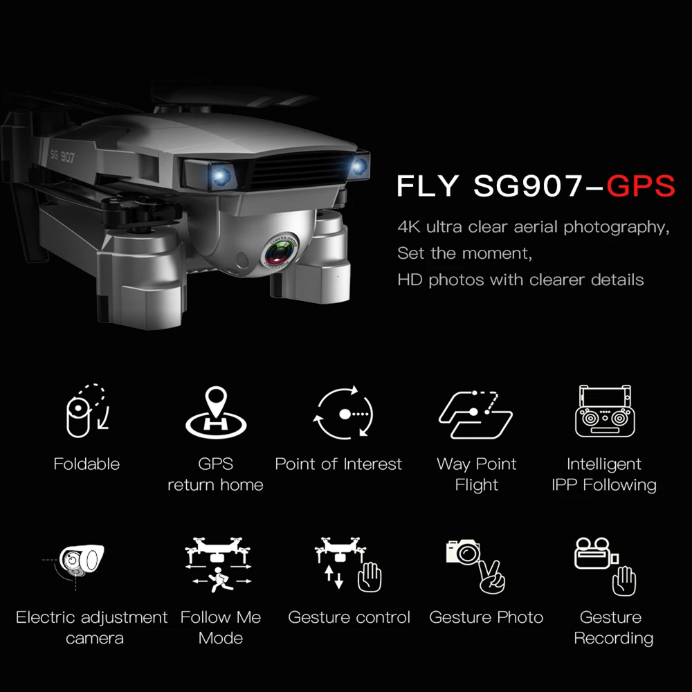 ZLRC SG907 Радиоуправляемый GPS Дрон со стандартным Wi Fi 90 ° Электрическая регулировка 4K