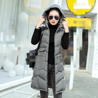 dark gray B2802 Новая Осенняя зимняя Корейская версия женская модная однотонная жилетка с капюшоном дешевая - Цвет: dark gray