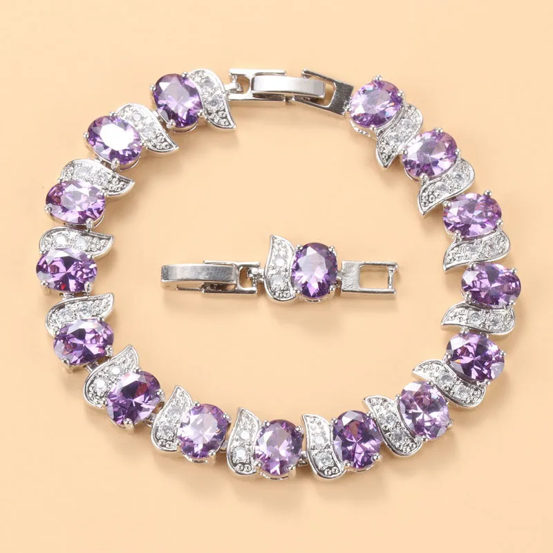 Браслет серебряный 925 пробы с камнями из аметиста | Украшения и аксессуары