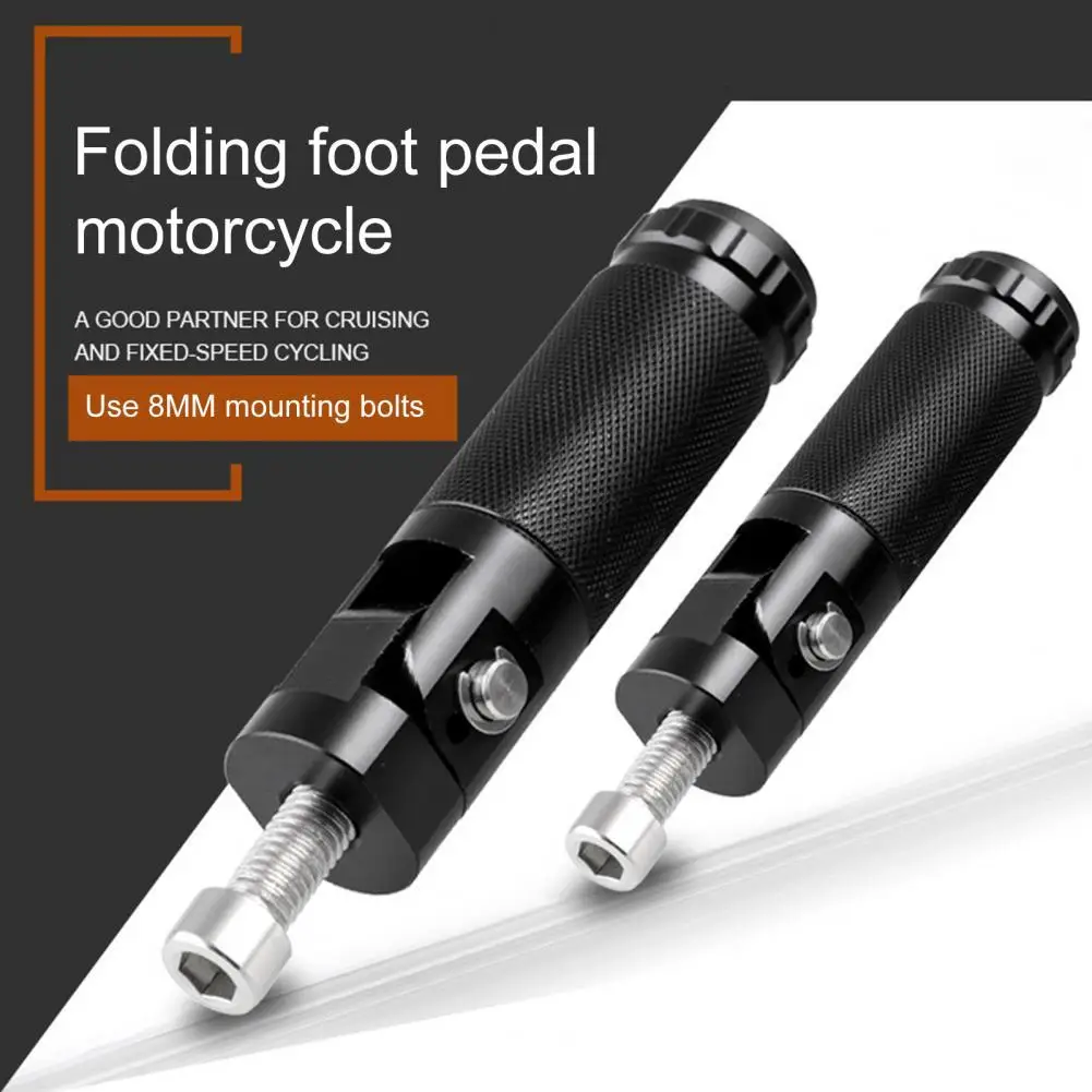 

50%HOT2Pcs Folding Foot Pedal Universal Anti-skid Aluminum Alloy Round Pattern Folding Footpeg for Motorcycle