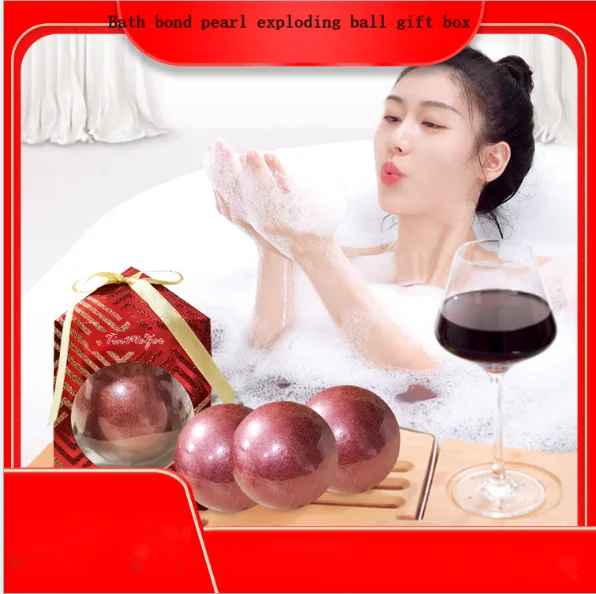 

Holiday set red pearl bath salt ball explosion salt bubble ball moisturizes and moisturizes bath bombs whoek slae bomb for bath