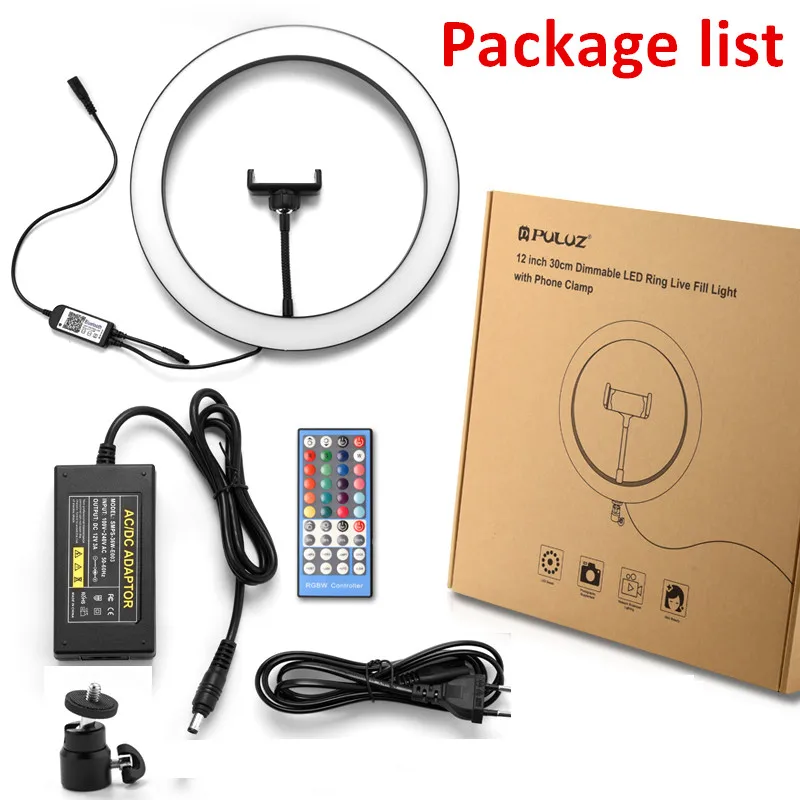 Светодиодный кольцевой светильник для фотостудии 12 дюймов светодиодный RGB с