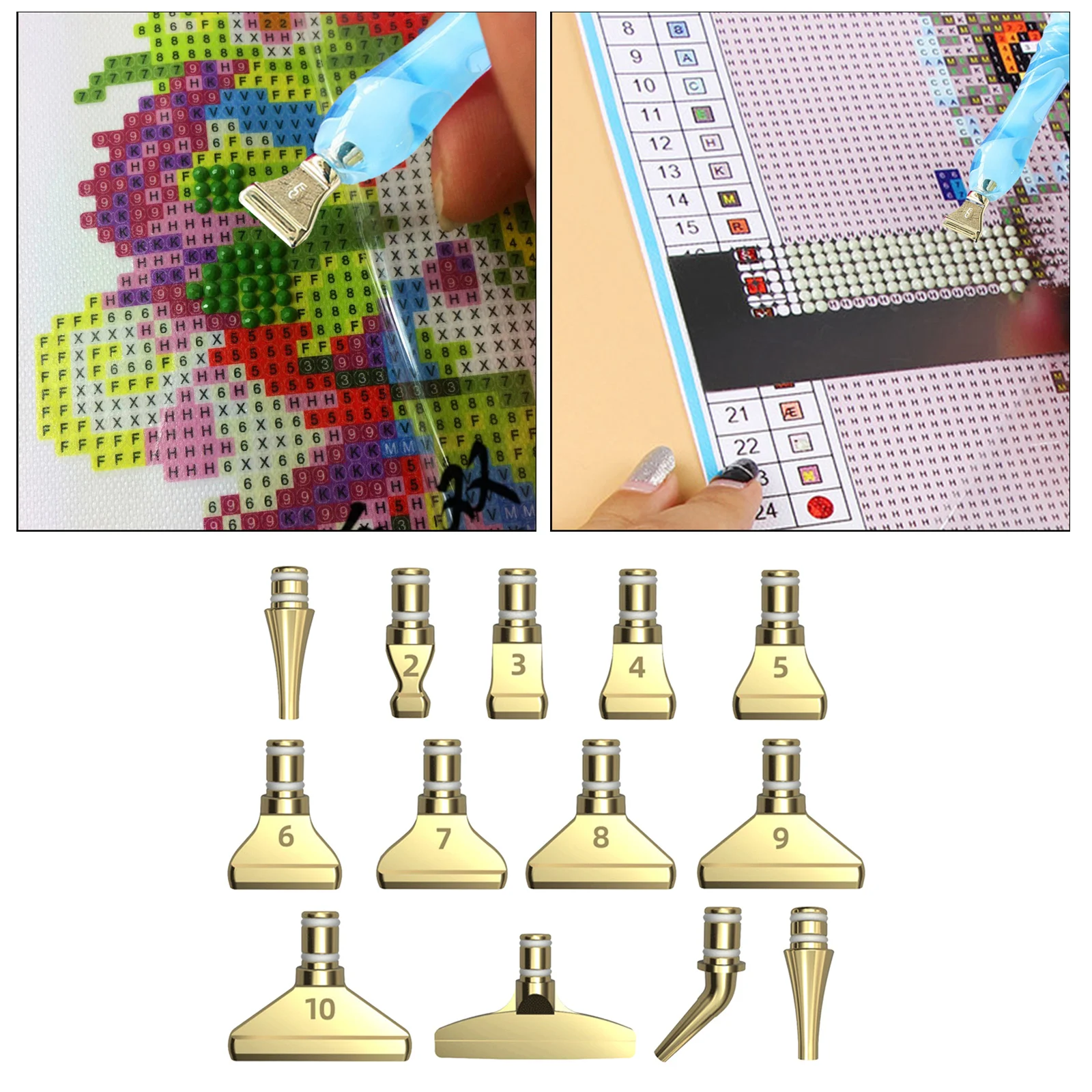 

Drill Pen Heads Square 5D Painting Tip 13 Pcs Diamond Painting Pen Tip Kit for Embroidery Replacement Nail Art Sewing Crafts