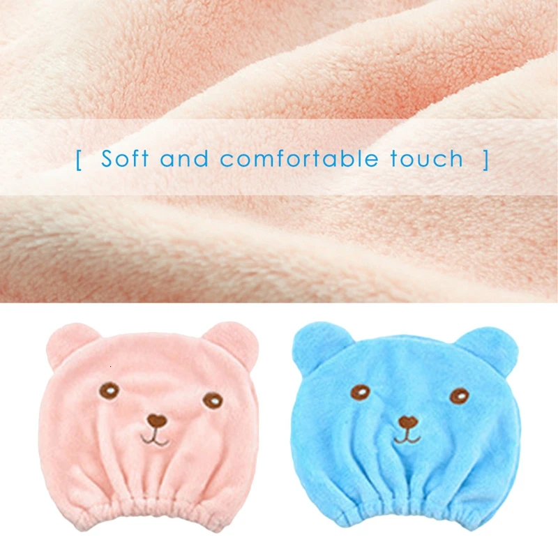 Мультяшный медведь утолщенная сухая шапочка для волос мягкая микрофибра