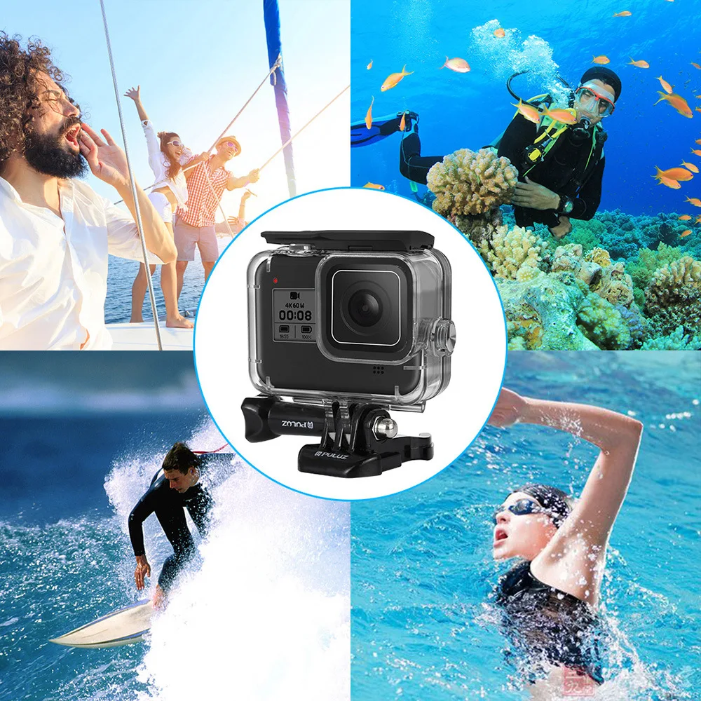 Водонепроницаемый чехол PULUZ для GoPro HERO8 Black 60m корпус подводной камеры дайвинга