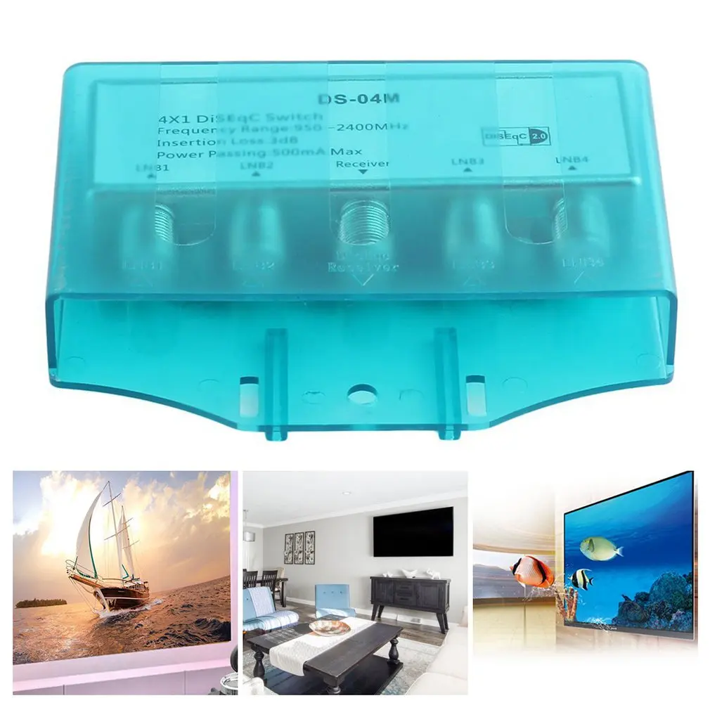 2019 Водонепроницаемый 4x1 Φ Satellite 950-2400MHz DiSEqC2.0 Switch FTA Dish Flat LNB Multiswitch для
