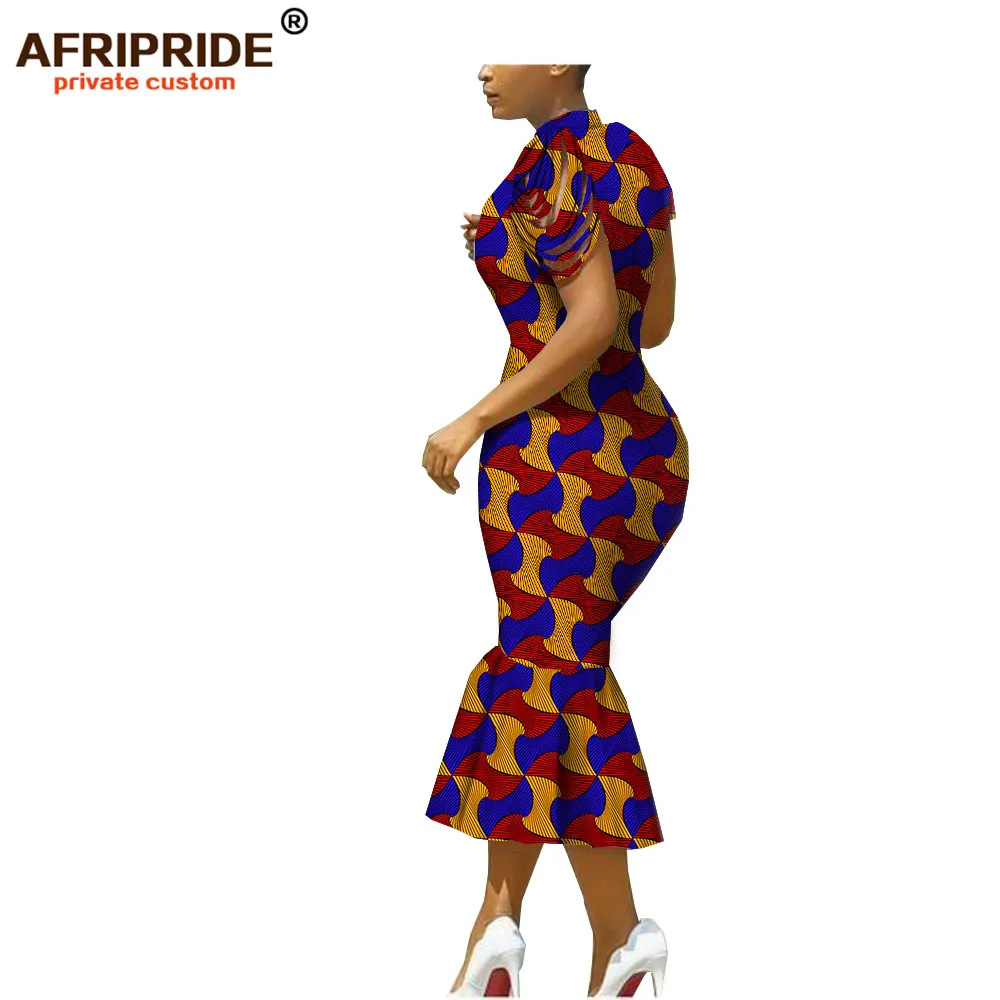 Afripride, африканские платья для женщин, сделанные на заказ, открытые рукава, длина до середины икры, женское Хлопковое платье-труба A1825099 - Цвет: 543J