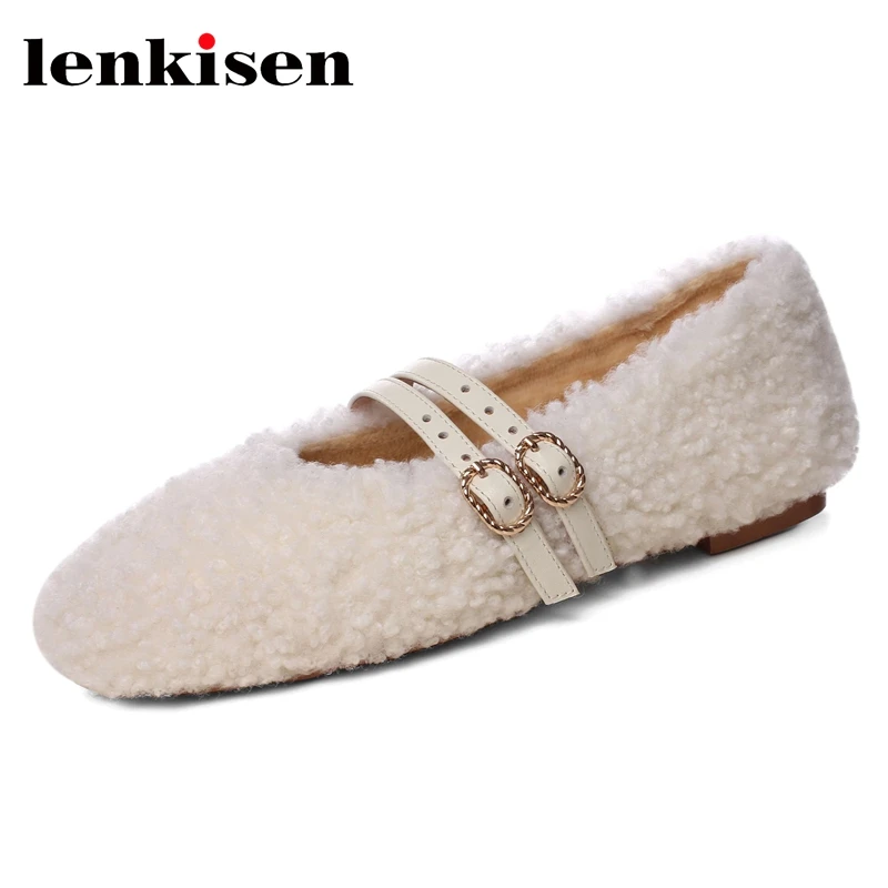 

Lenkisen hot saling winter outside keep warm comfortable flats sweet pretty girls dating charming buckle strap shoes women L83