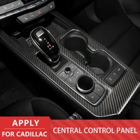 for cadillac xt4 2018 2020 car carbon fiber central control gear water cup panel cover trim sticker accessories