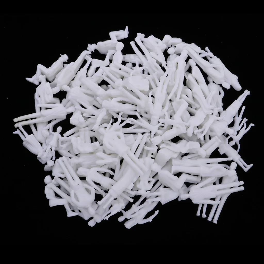

20 lot 1/25 White Miniature Standing Sitting People Street Sand Table Accessory